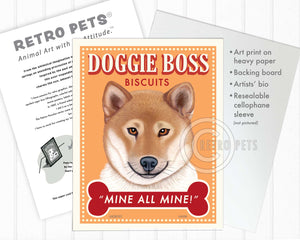 Shiba Inu Art "Doggie Boss" Faux Treat Art Print by Krista Brooks