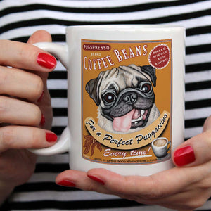 Pug art, pug coffee mug, fawn pug, gift for pug lover