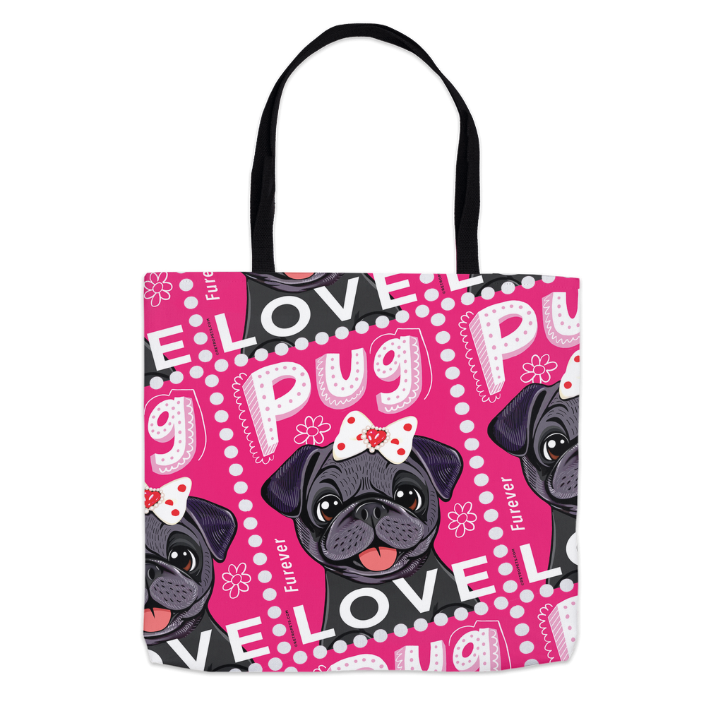 Black Pug "Furever Stamp" Tote Bag | 3 Sizes | FREE SHIPPING!