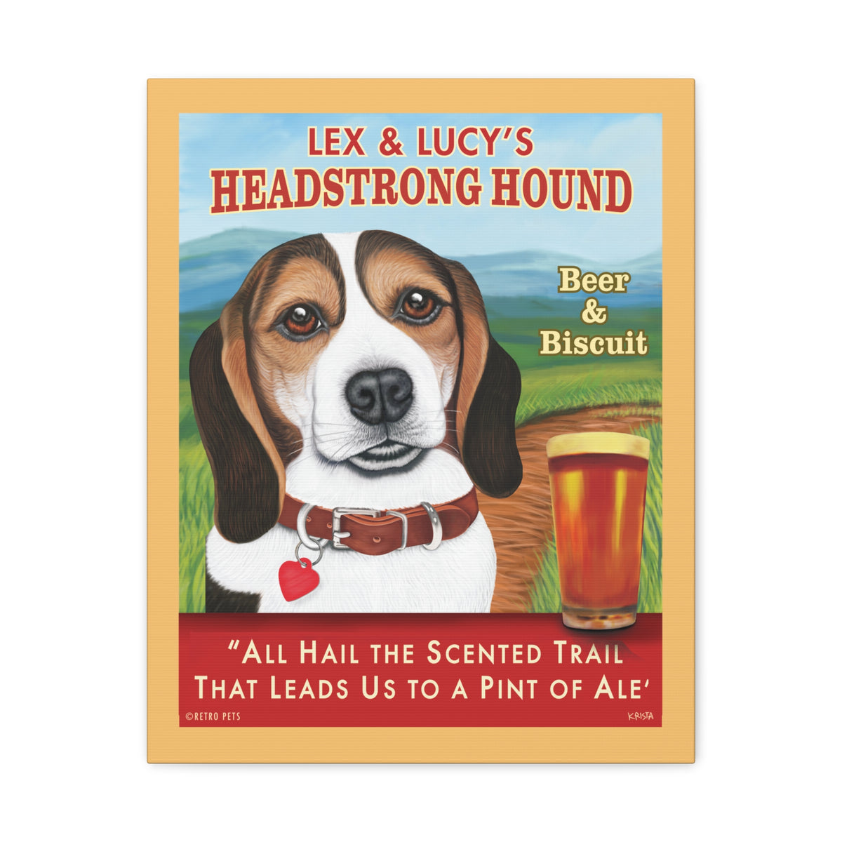 Personalized Headstrong Hound Beagle Canvas