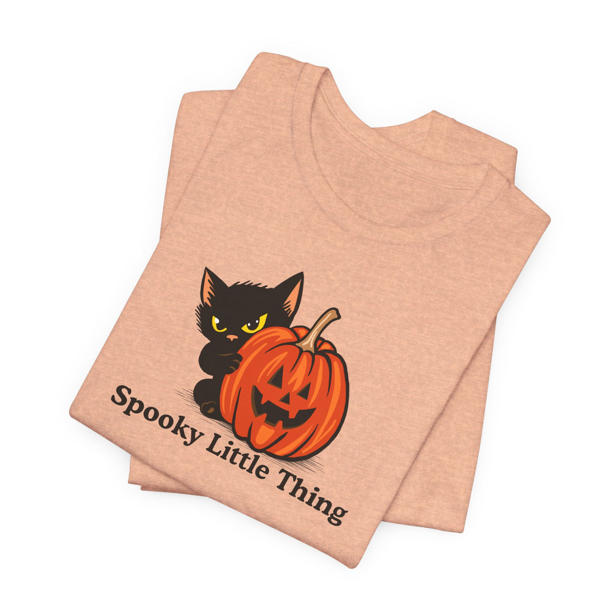 Spooky Little Thing Halloween cat t-shirt on a hanger