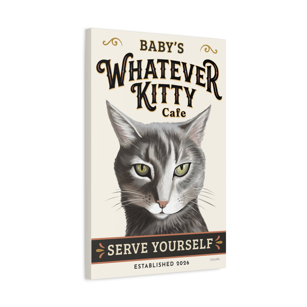 Whatever Kitty Canvas | Custom Portrait From Your Cat's Photo