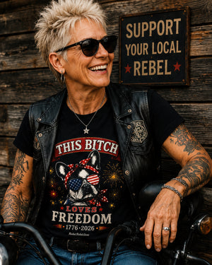 This Bitch Loves Freedom T-Shirt | Patriotic French Bulldog 4th of July Tee