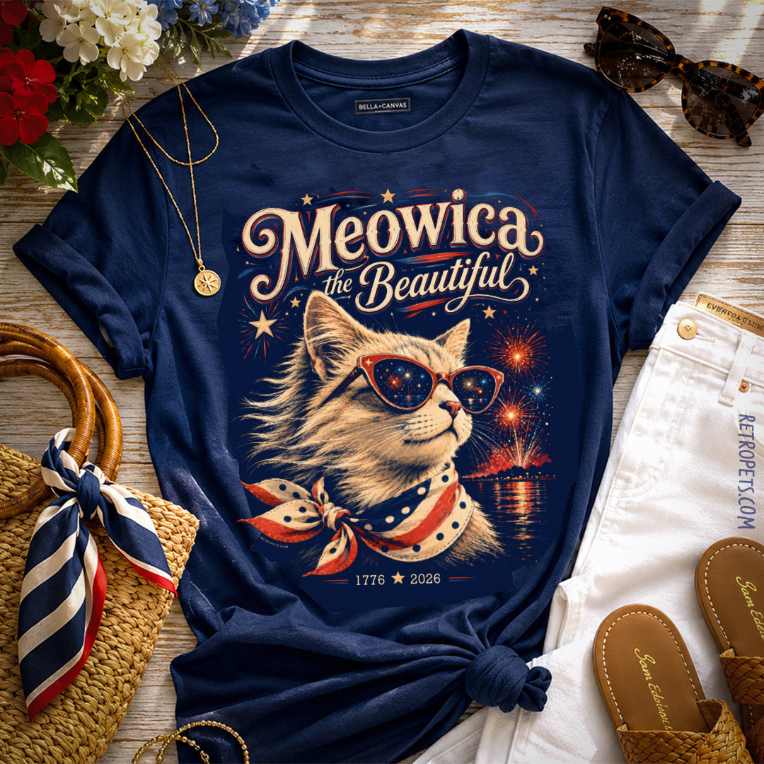 Meowica the Beautiful | Patriotic Cat T-Shirt