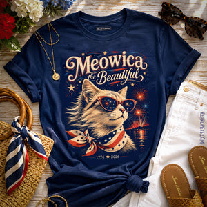 Meowica the Beautiful | Patriotic Cat T-Shirt