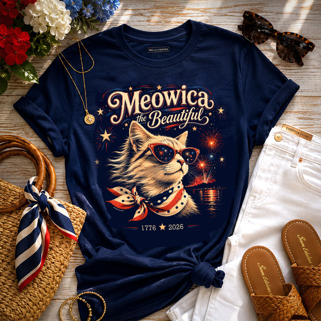 Meowica the Beautiful | Patriotic Cat T-Shirt