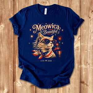 Meowica the Beautiful | Patriotic Cat T-Shirt