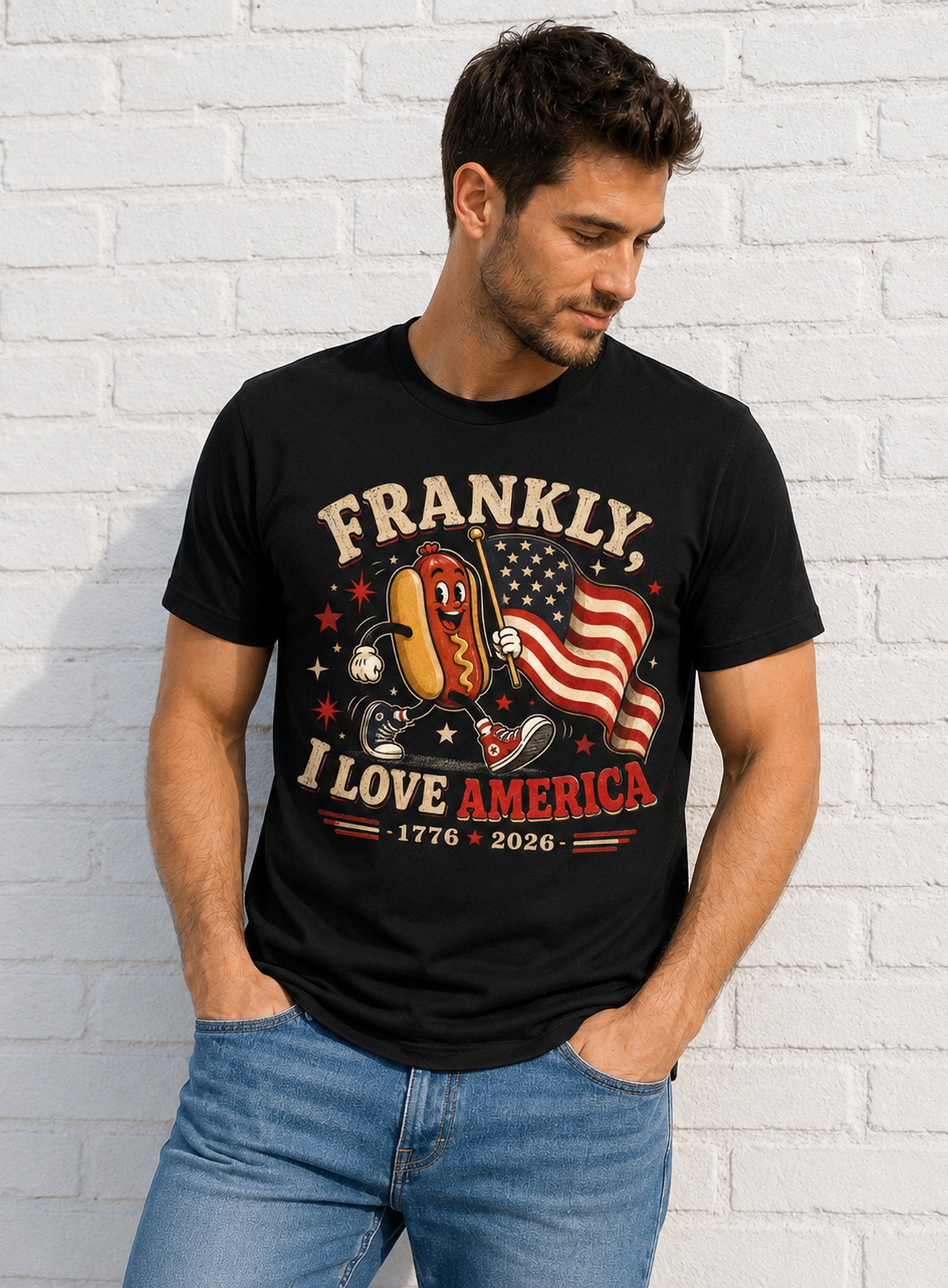 "Frankly, I Love America" Patriotic T-Shirt | Retro Pets