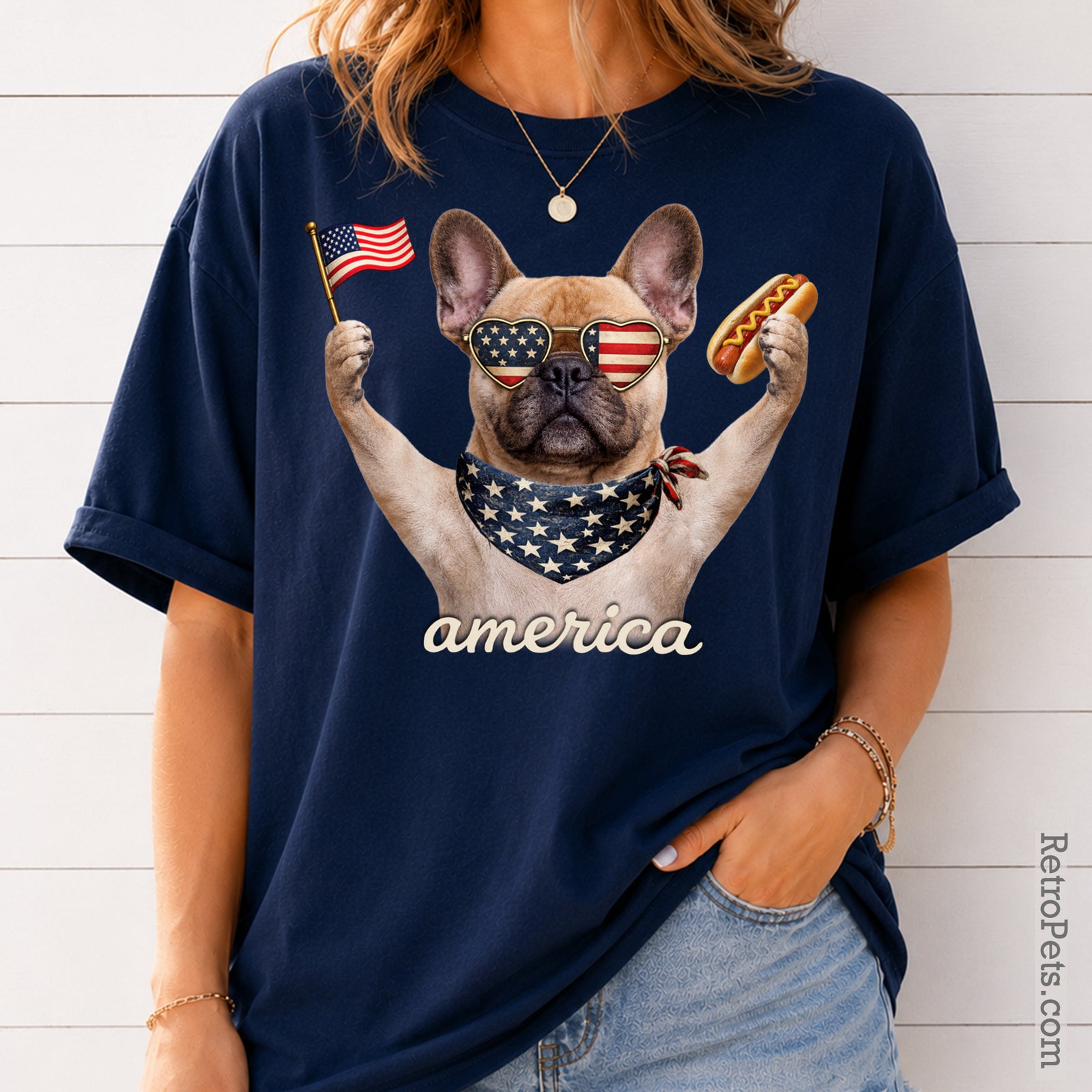 French Bulldog America Comfort Colors Patriotic T-Shirt | Retro Pets
