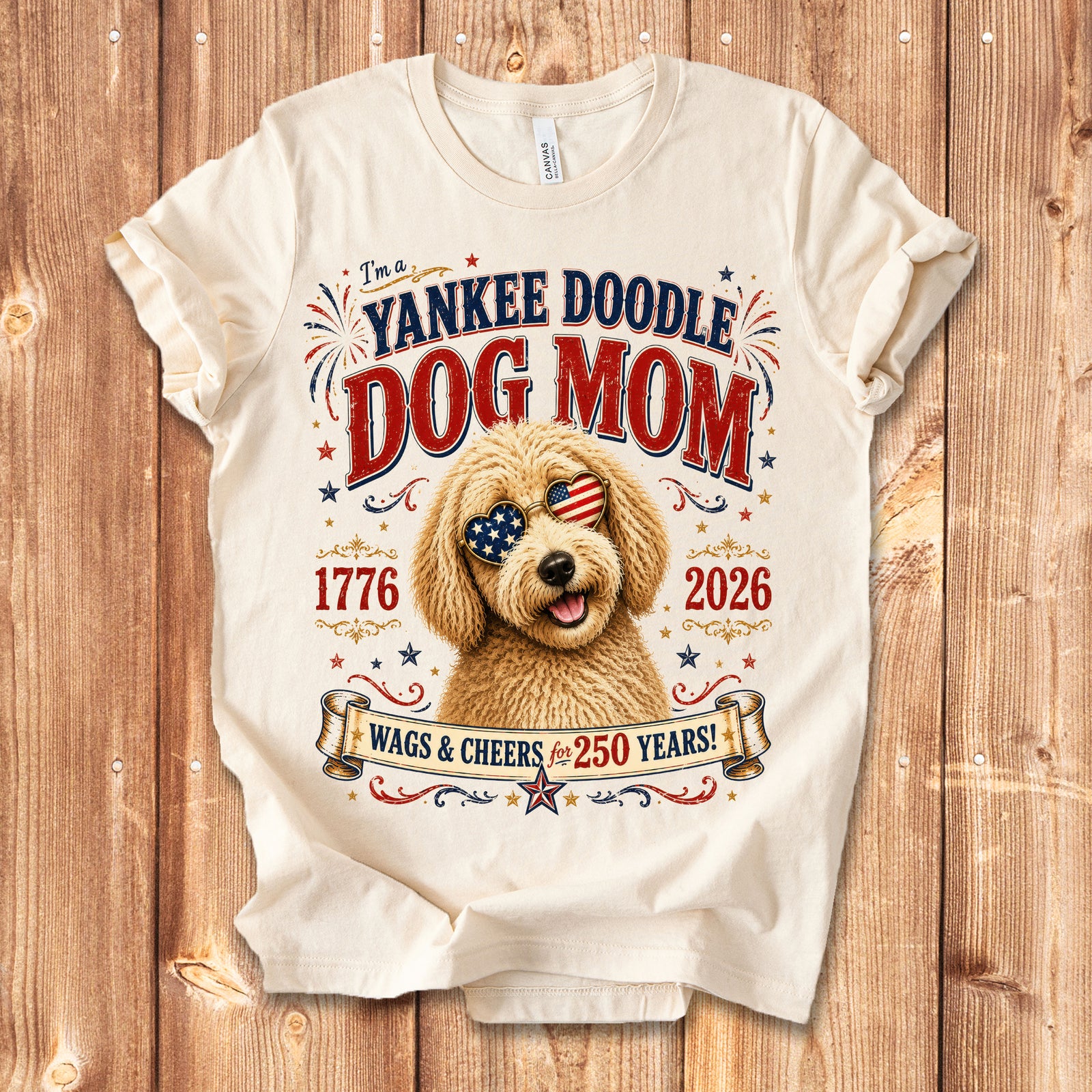 Yankee Doodle Dog Mom Patriotic Shirt | Retro Pets