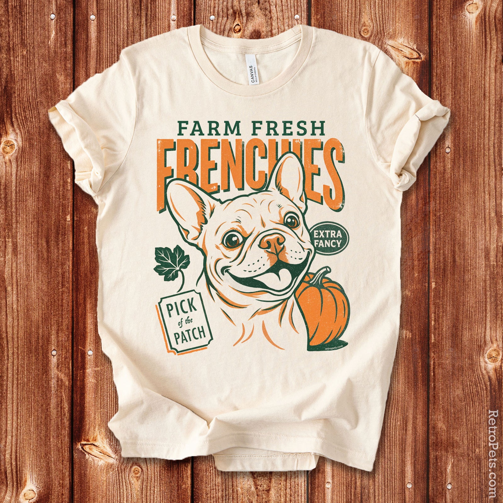 Farm Fresh Frenchies T-Shirt — Vintage French Bulldog Fall Tee