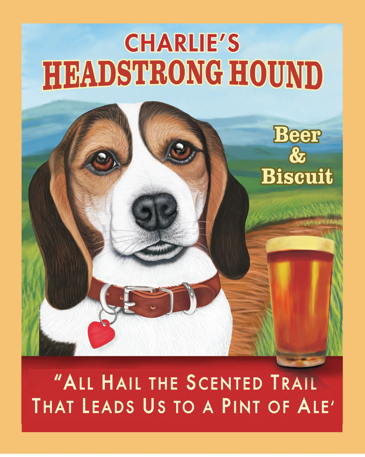 Personalized Headstrong Hound Beagle Canvas