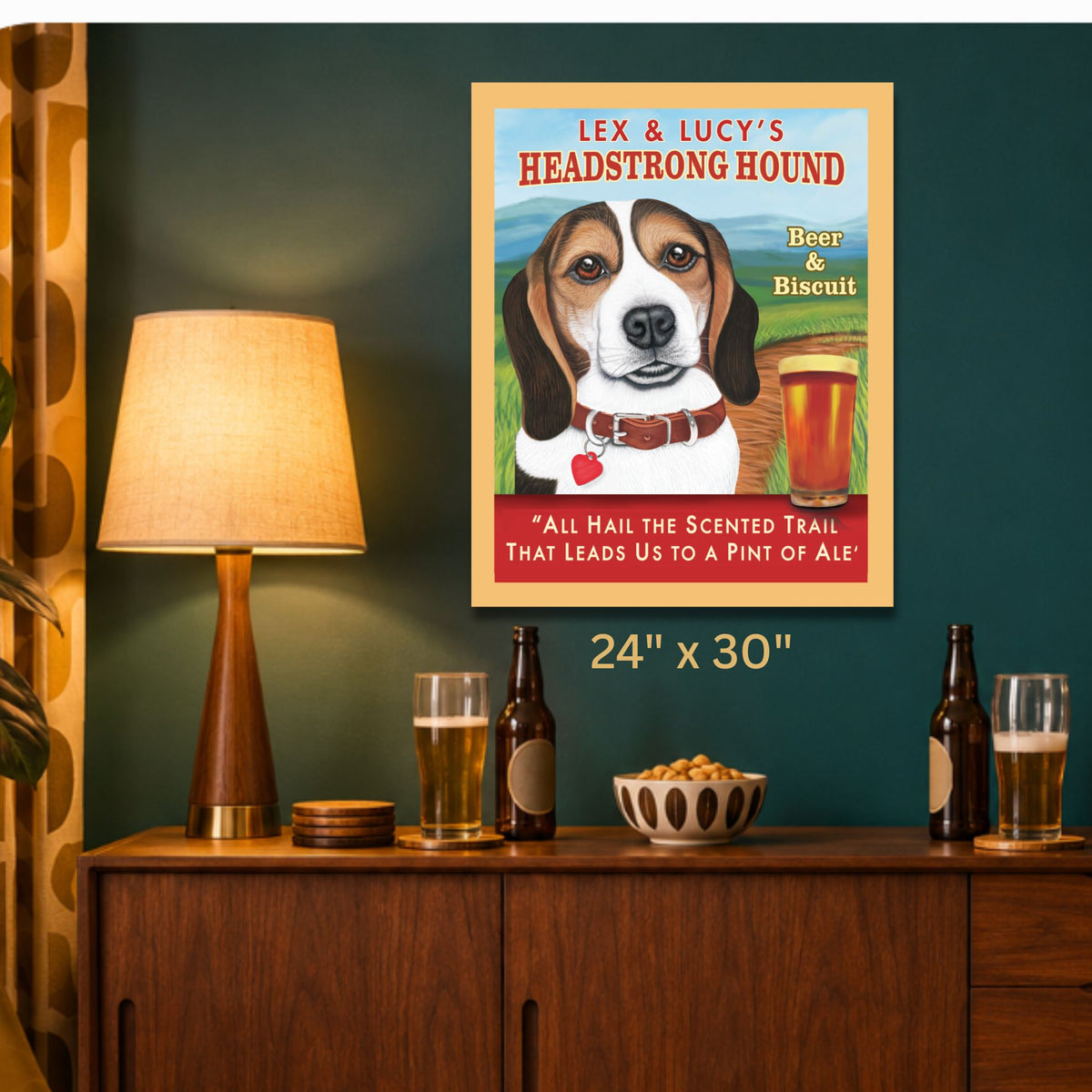 Personalized Headstrong Hound Beagle Canvas