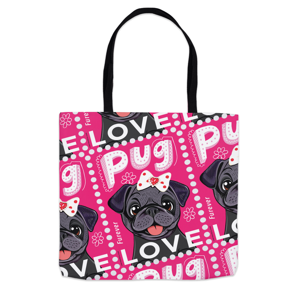 Black Pug "Furever Stamp" Tote Bag | 3 Sizes | FREE SHIPPING!