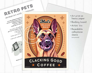 Belgian Malinois | "Mal's Belgian Brew" Faux Coffee Label | Art Print