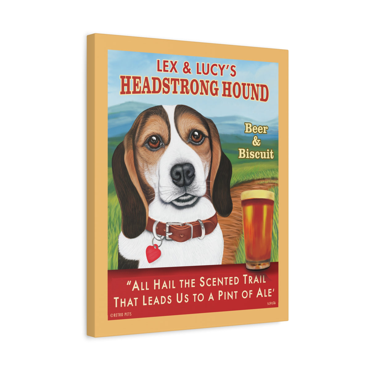 Personalized Headstrong Hound Beagle Canvas