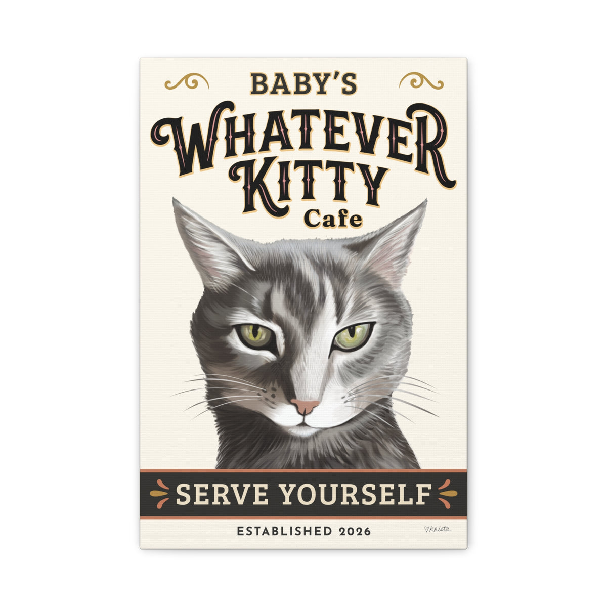 Whatever Kitty Canvas | Custom Portrait From Your Cat's Photo