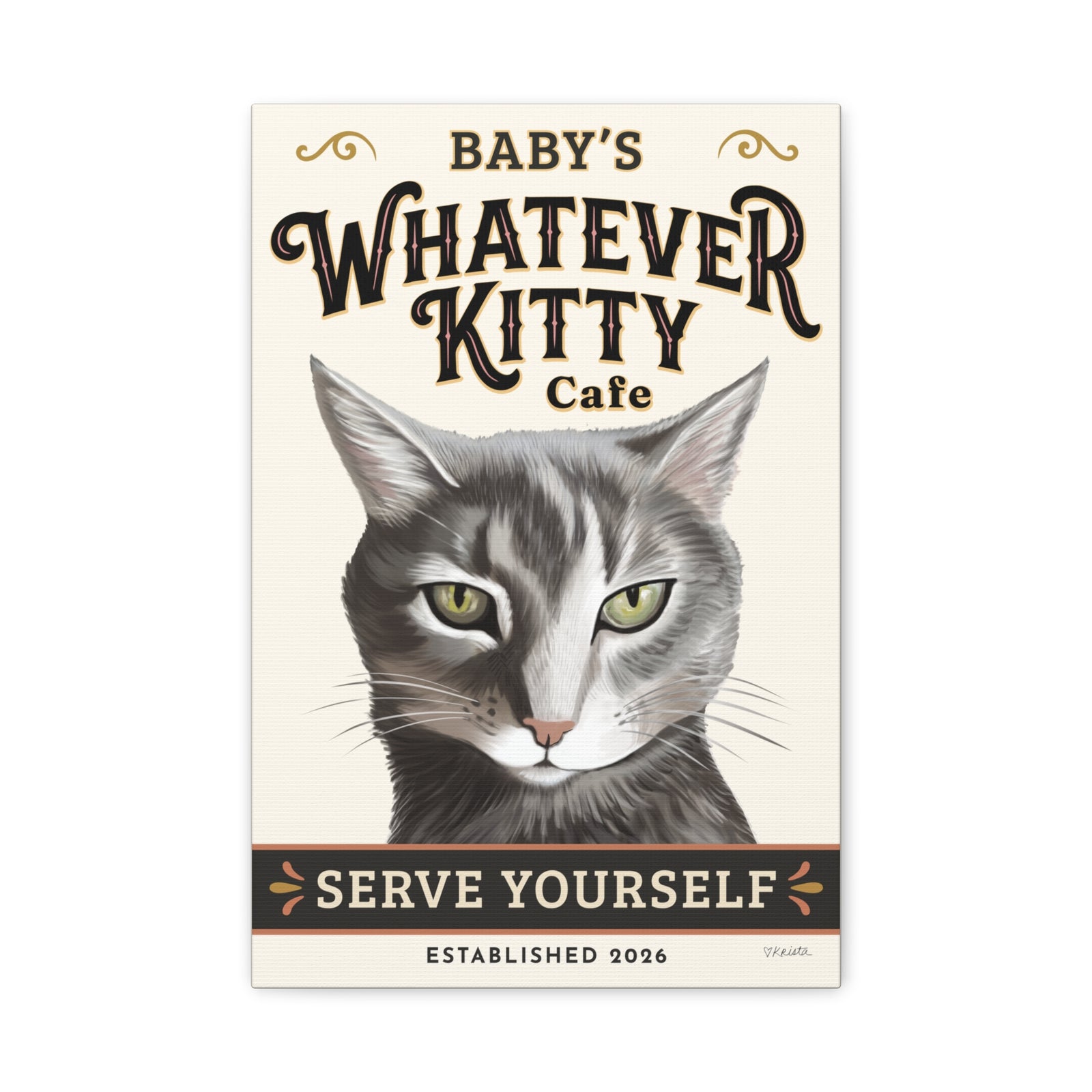 Whatever Kitty Canvas | Custom Portrait From Your Cat's Photo