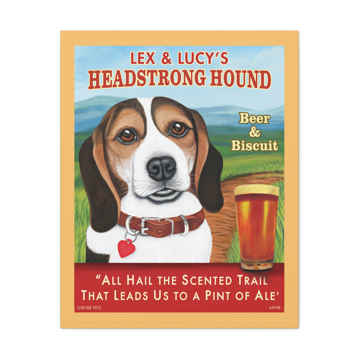 Personalized Headstrong Hound Beagle Canvas