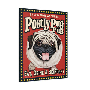 Personalized Portly Pug Pub Canvas