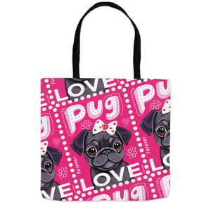 Black Pug Tote Bag | 3 Sizes | FREE SHIPPING!