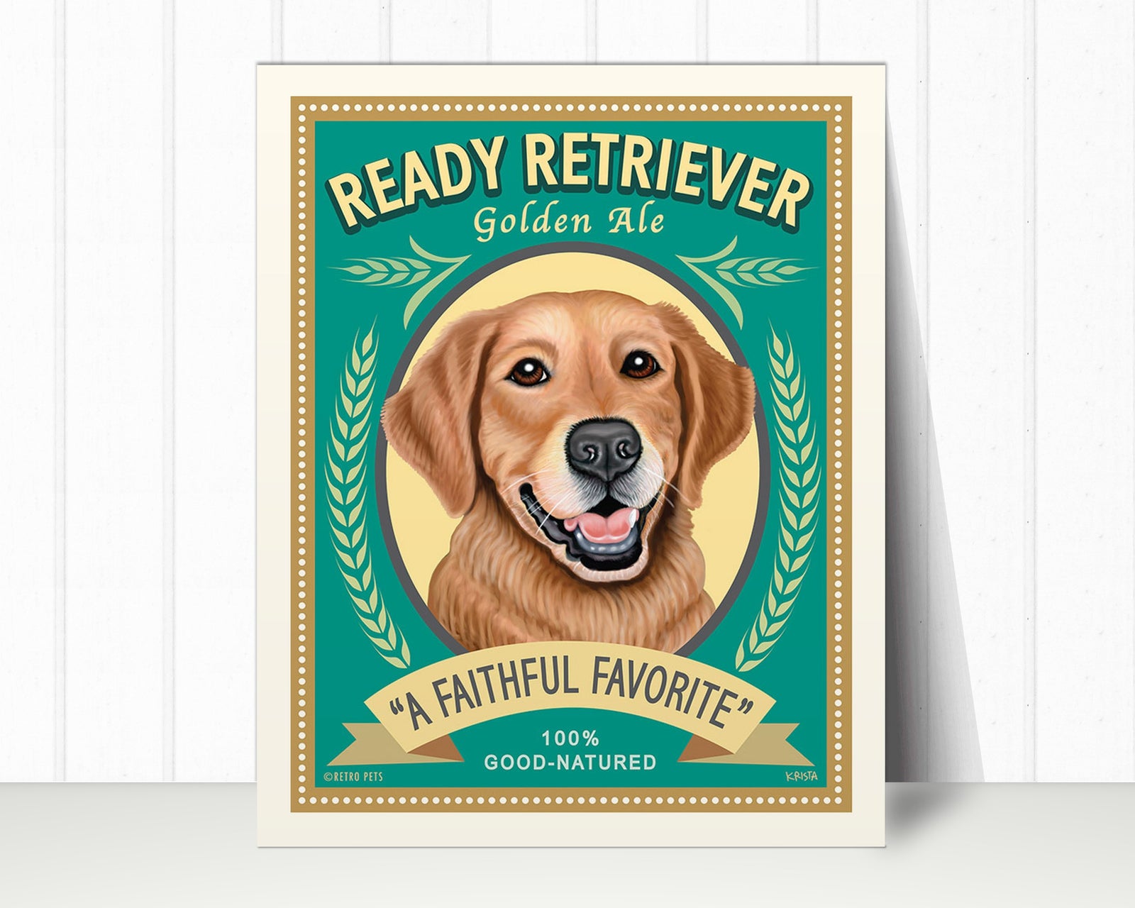 Golden Retriever Art Print "Ready Retriever Golden Ale" | Golden Retriever Lover Gift