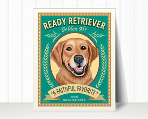 Golden Retriever Art Print "Ready Retriever Golden Ale" | Golden Retriever Lover Gift