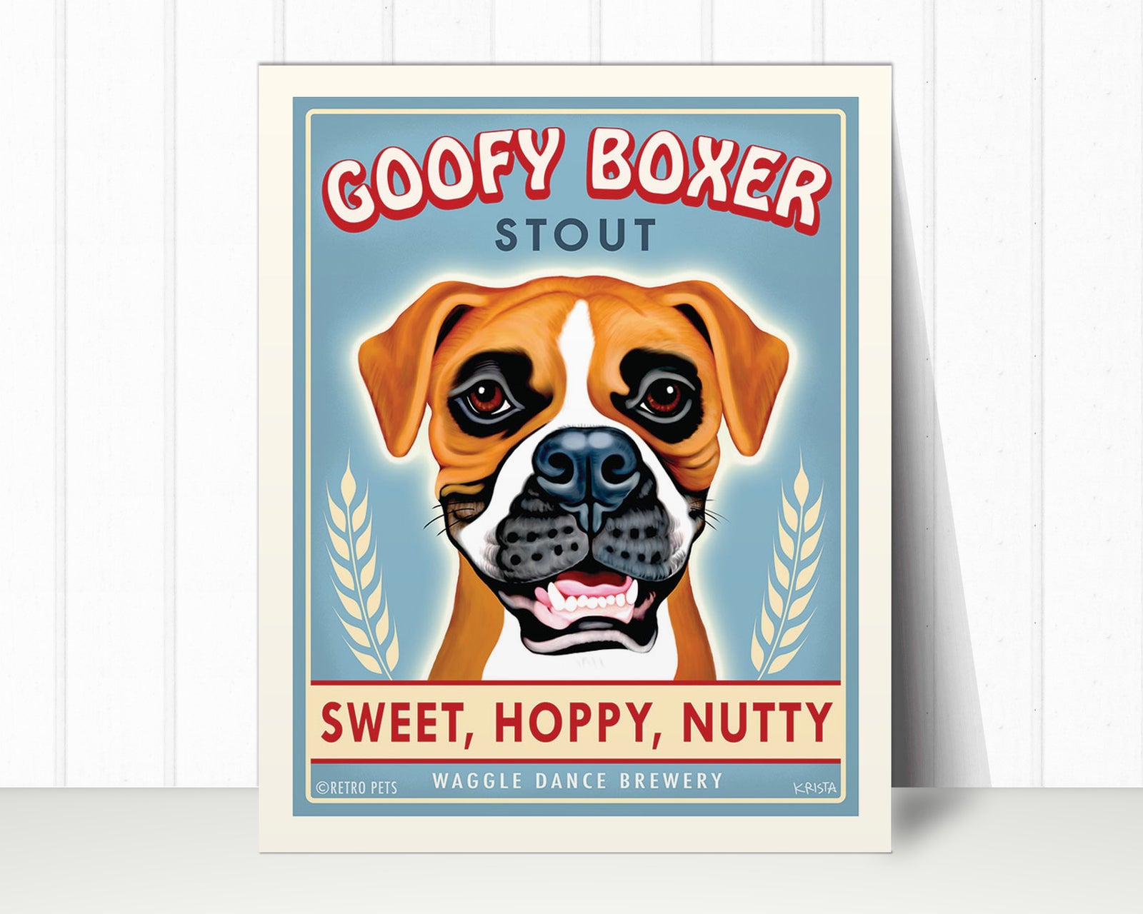 Boxer Art Print "Goofy Boxer" | Boxer Lover Gift