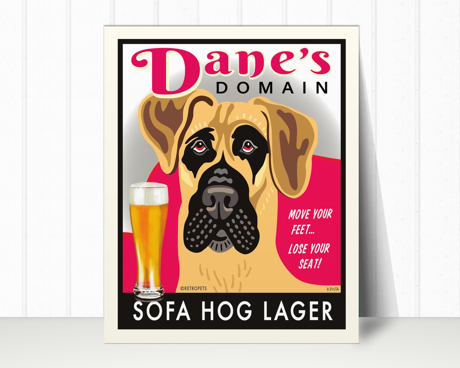 Great Dane Art Print "Dane's Domain - Sofa Hog Lager" | Great Dane Lover Gift