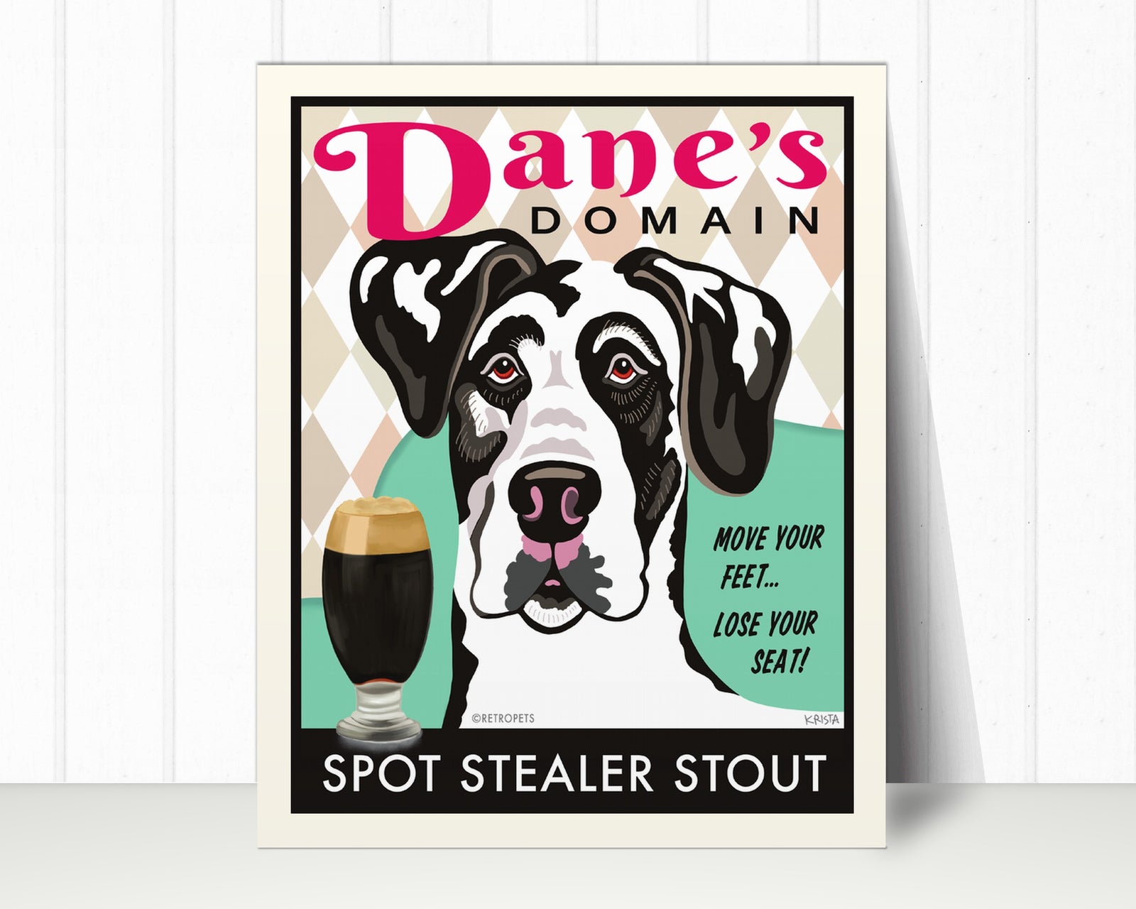 Great Dane Art Print "Dane's Domain - Spot Stealer Stout" | Great Dane Lover Gift