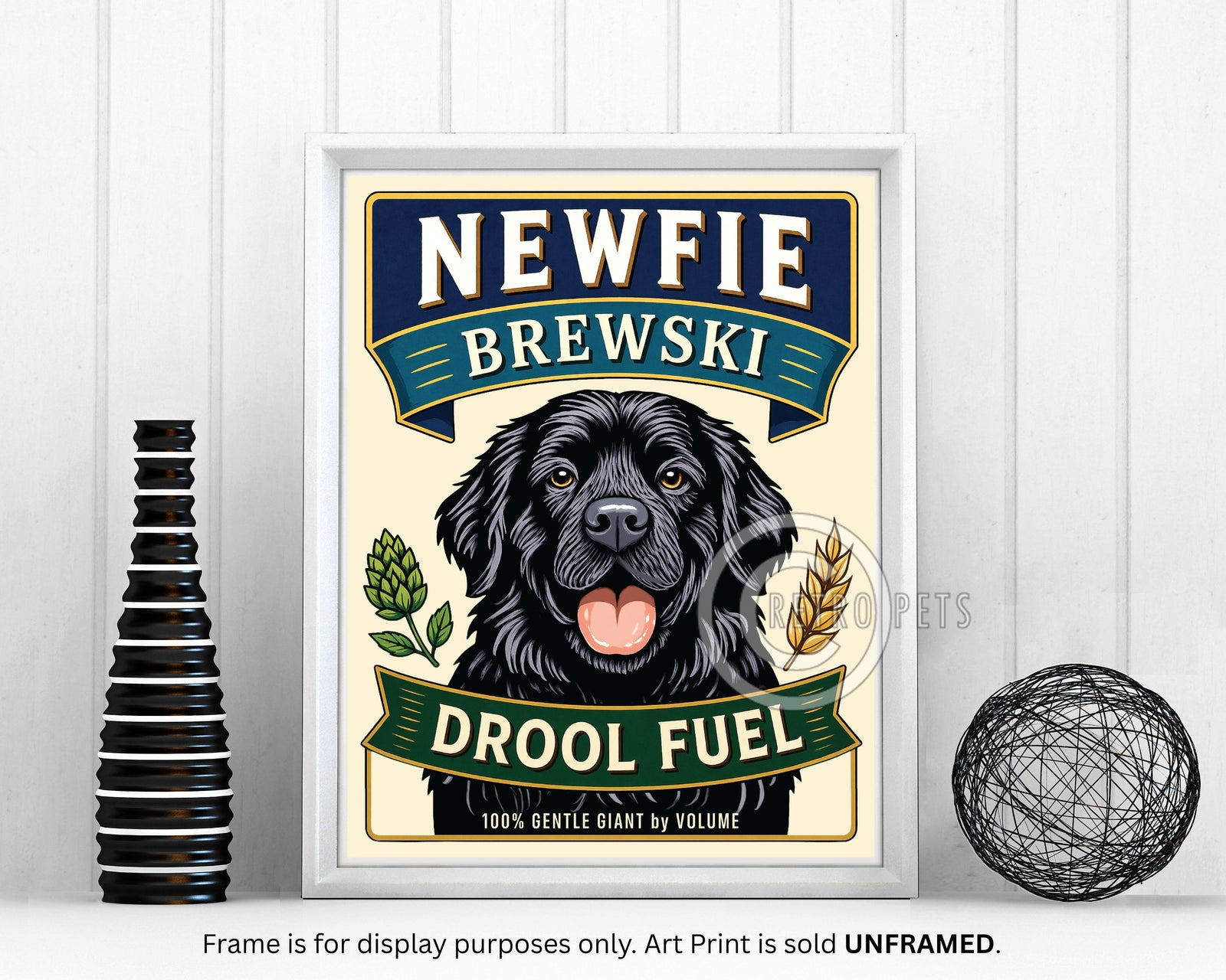 Newfoundland Art Print "Newfie Brewski" | Newfoundland Lover Gift