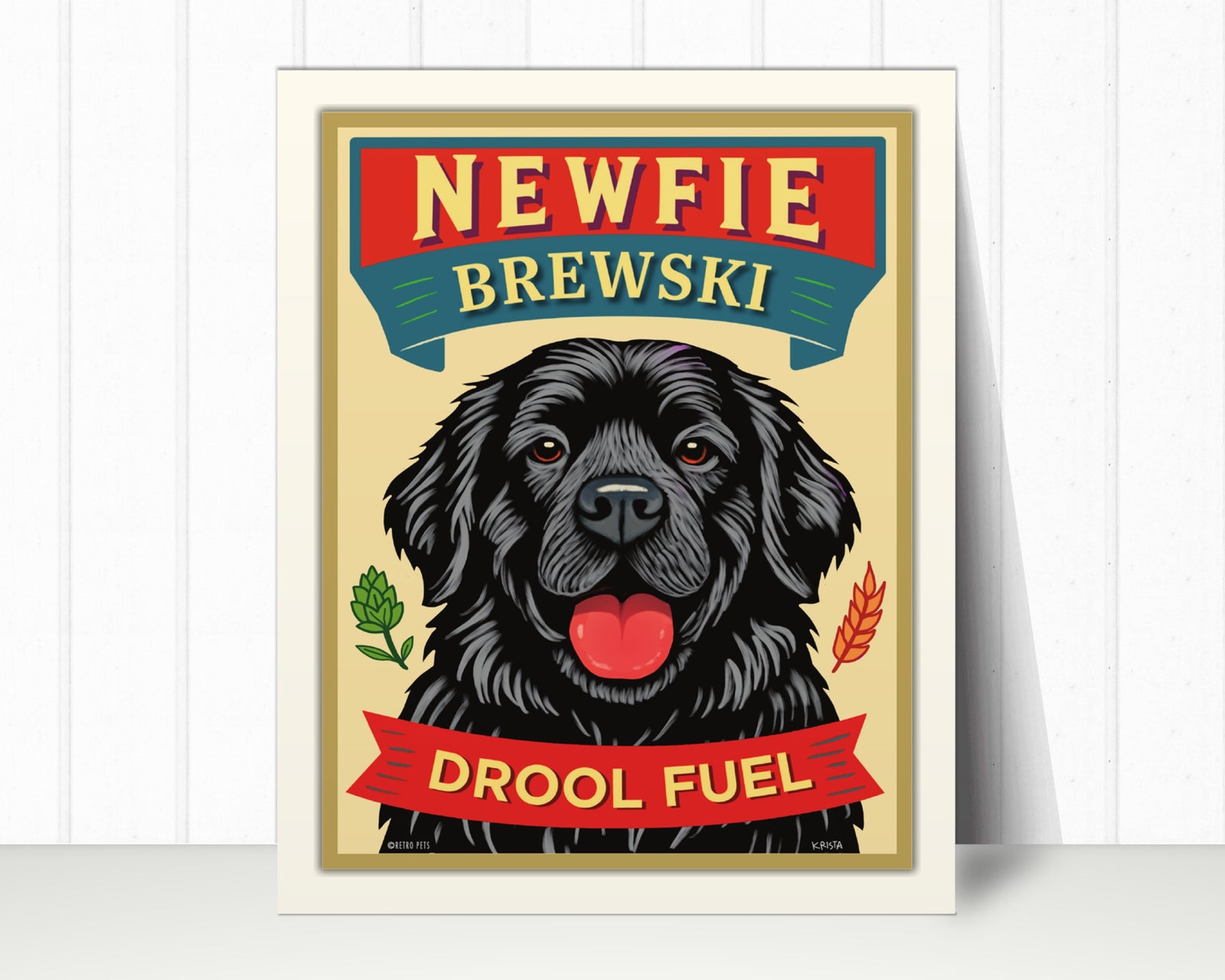 Newfoundland Art Print "Newfie Brewski" | Newfoundland Lover Gift