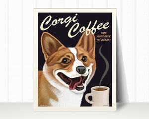 Corgi Art Print "Corgi Coffee" | Corgi Lover Gift