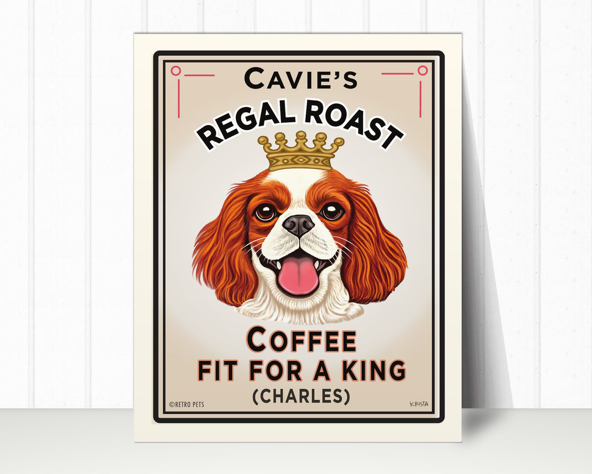 Blenheim Cavalier Art Print "Cavie's Regal Roast" | Cavalier Lover Gift