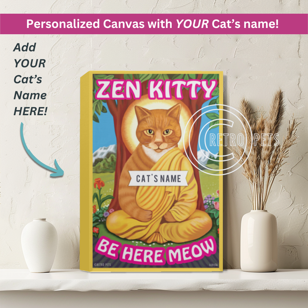 Zen Kitty Canvas - PERSONALIZED with Your Cat's Name!