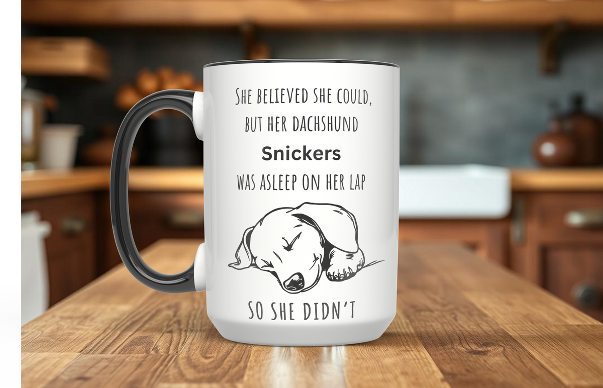 Dachshund Personalized "She Believed She Could" 15oz Coffee Mug