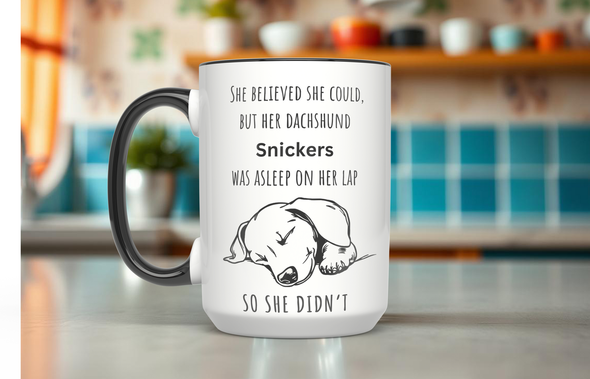 Dachshund Personalized "She Believed She Could" 15oz Coffee Mug