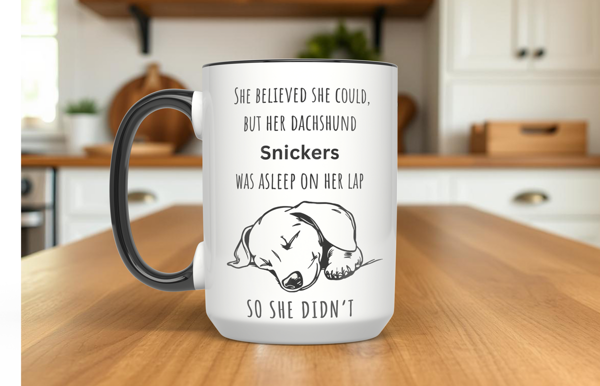 Dachshund Personalized "She Believed She Could" 15oz Coffee Mug