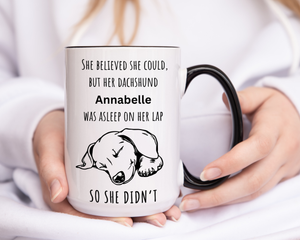 Dachshund Personalized "She Believed She Could" 15oz Coffee Mug