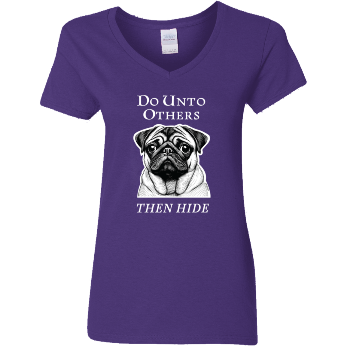 PUG "DO UNTO OTHERS" LADIES V-NECK T-SHIRT