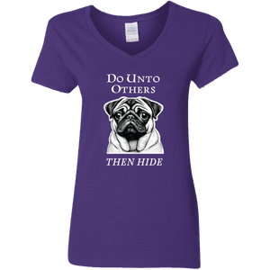 PUG "DO UNTO OTHERS" LADIES V-NECK T-SHIRT