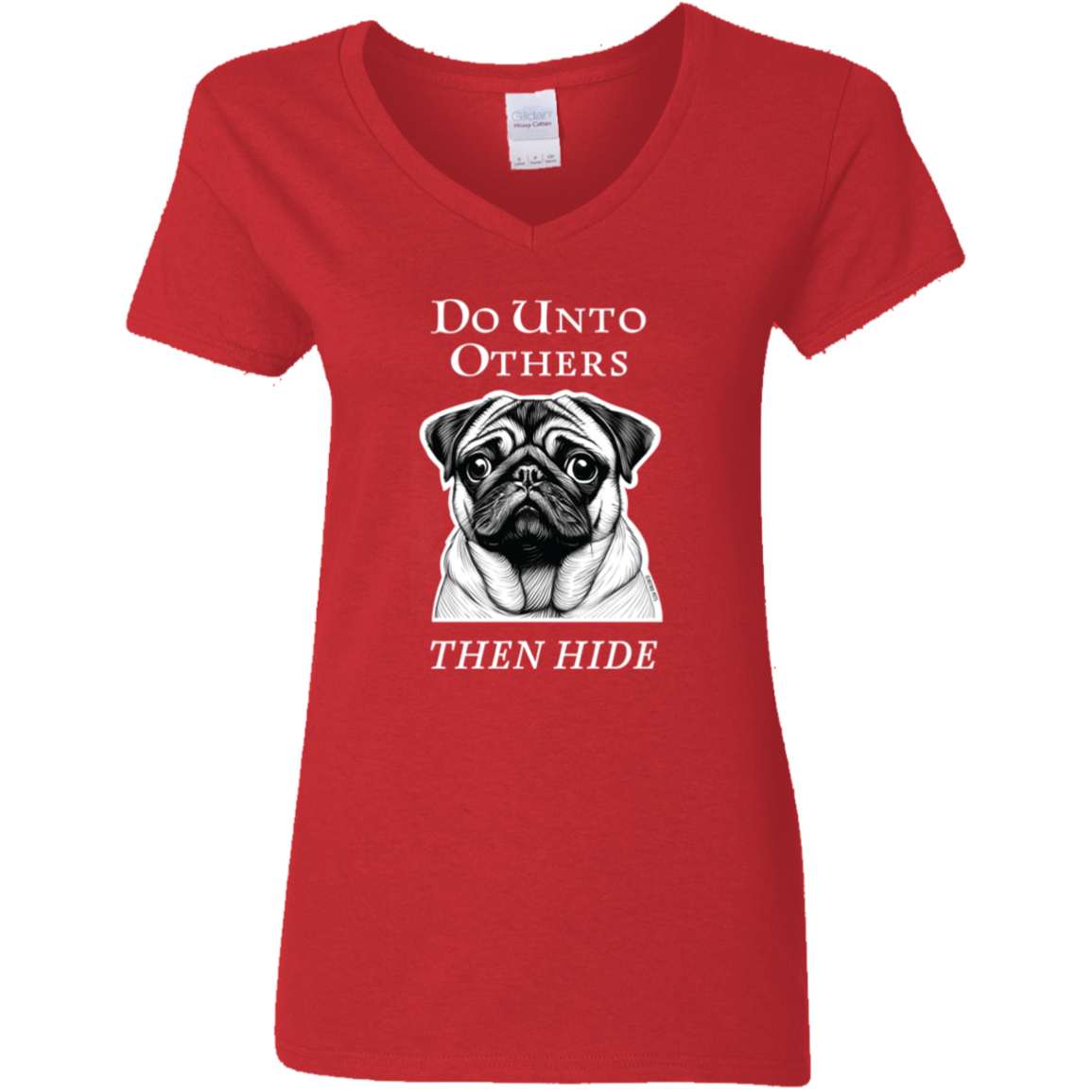 PUG "DO UNTO OTHERS" LADIES V-NECK T-SHIRT