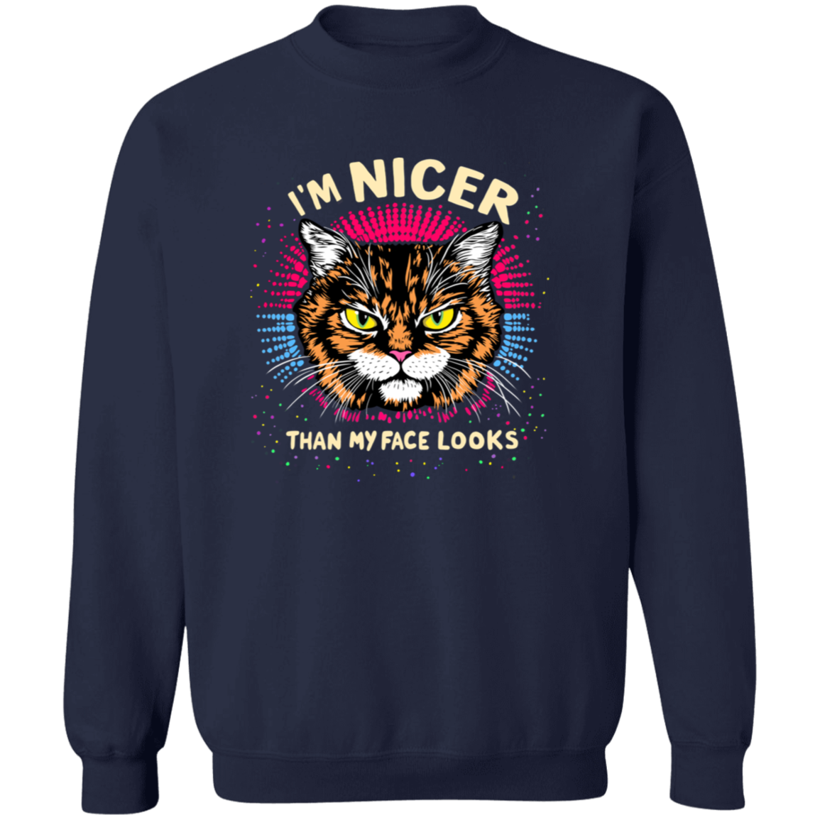 "I'M NICER THAN MY FACE LOOKS" CAT | SWEATSHIRT | SHIPS FREE FOR USA!