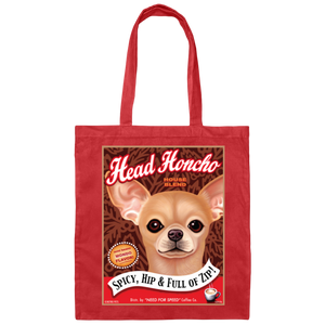 Chihuahua HEAD HONCHO COFFEE Canvas Tote Bag - FREE SHIPPING!