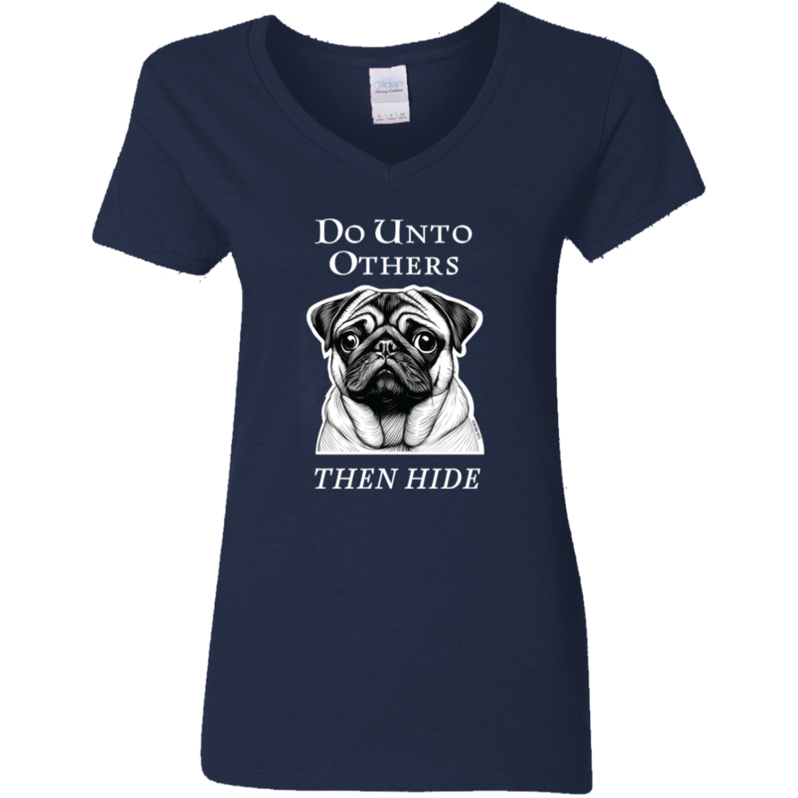 PUG "DO UNTO OTHERS" LADIES V-NECK T-SHIRT