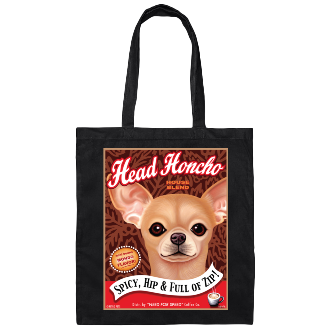 Chihuahua HEAD HONCHO COFFEE Canvas Tote Bag - FREE SHIPPING!