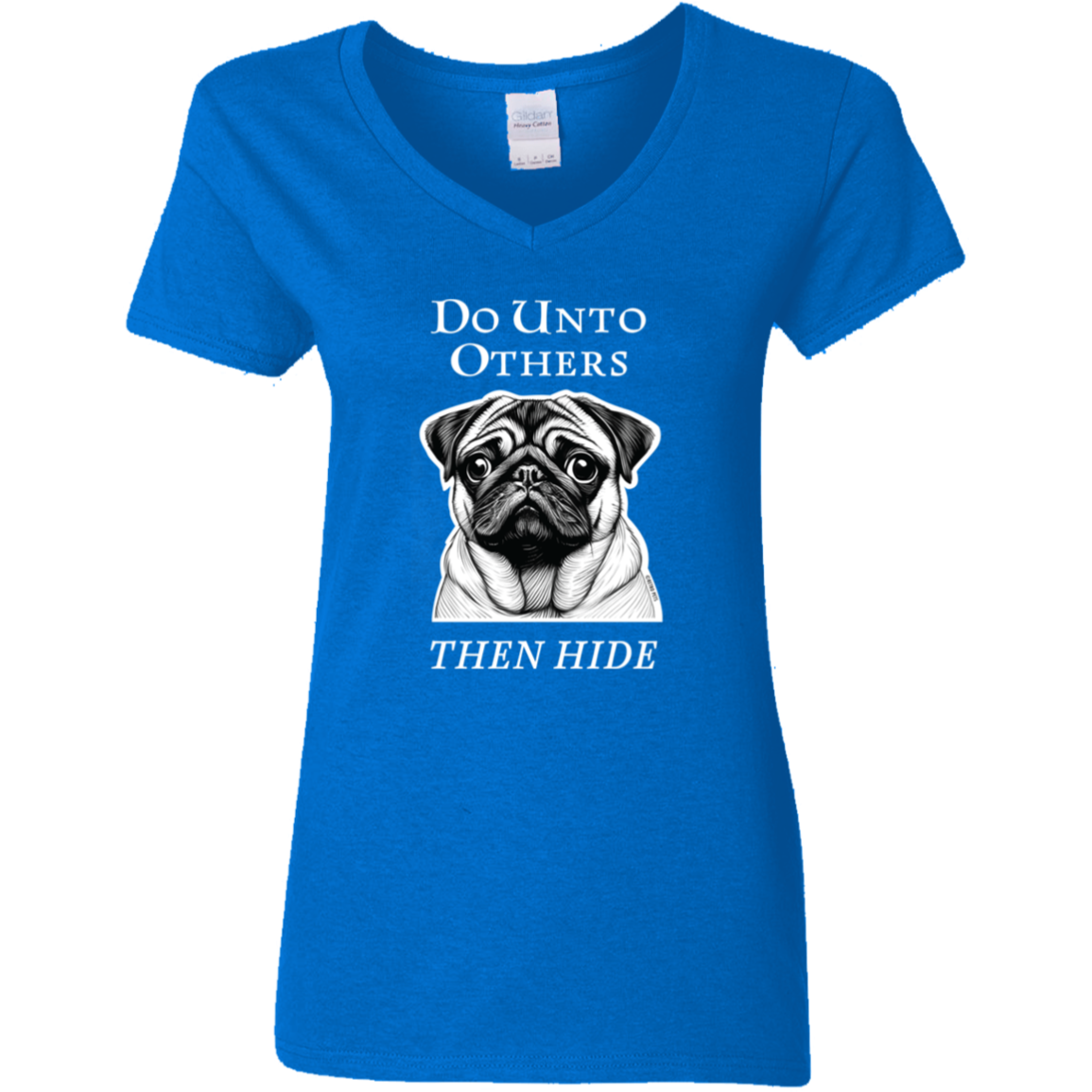 PUG "DO UNTO OTHERS" LADIES V-NECK T-SHIRT