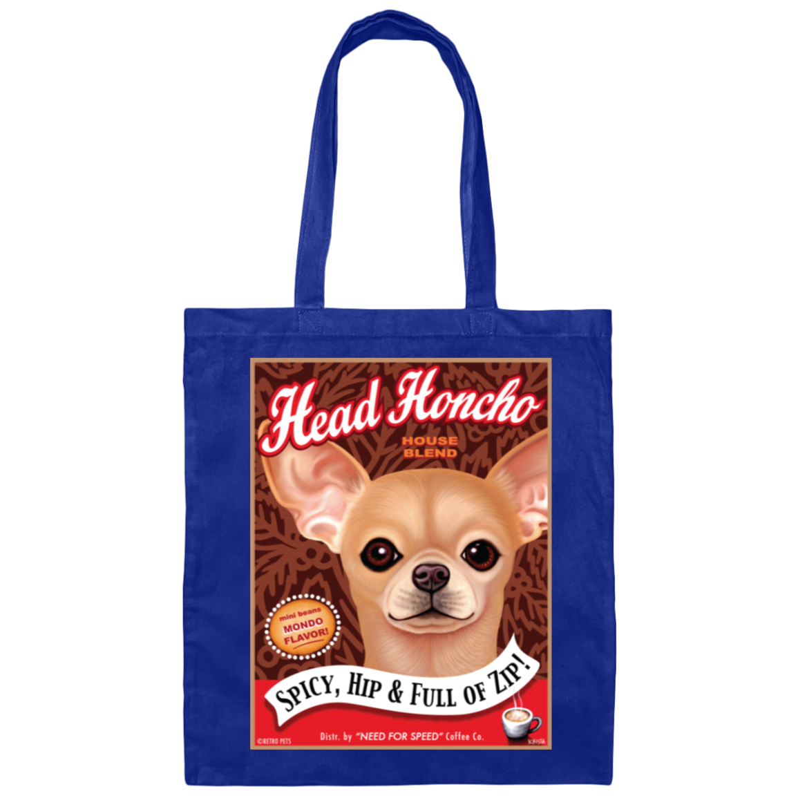 Chihuahua HEAD HONCHO COFFEE Canvas Tote Bag - FREE SHIPPING!