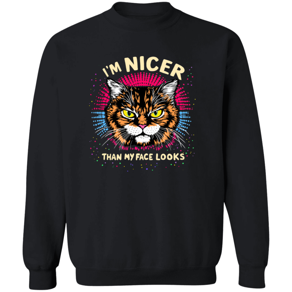 "I'M NICER THAN MY FACE LOOKS" CAT | SWEATSHIRT | SHIPS FREE FOR USA!