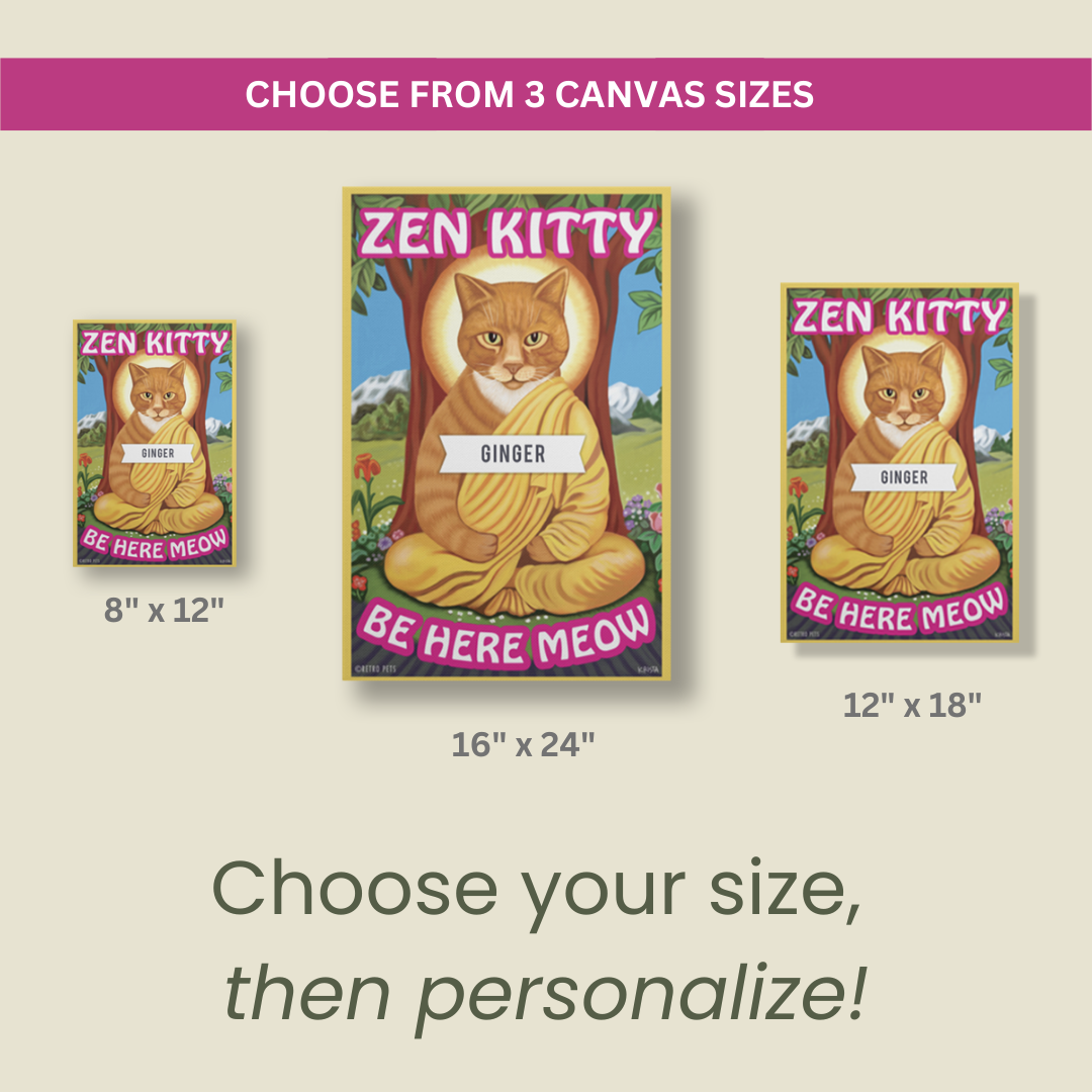 Zen Kitty Canvas - PERSONALIZED with Your Cat's Name!